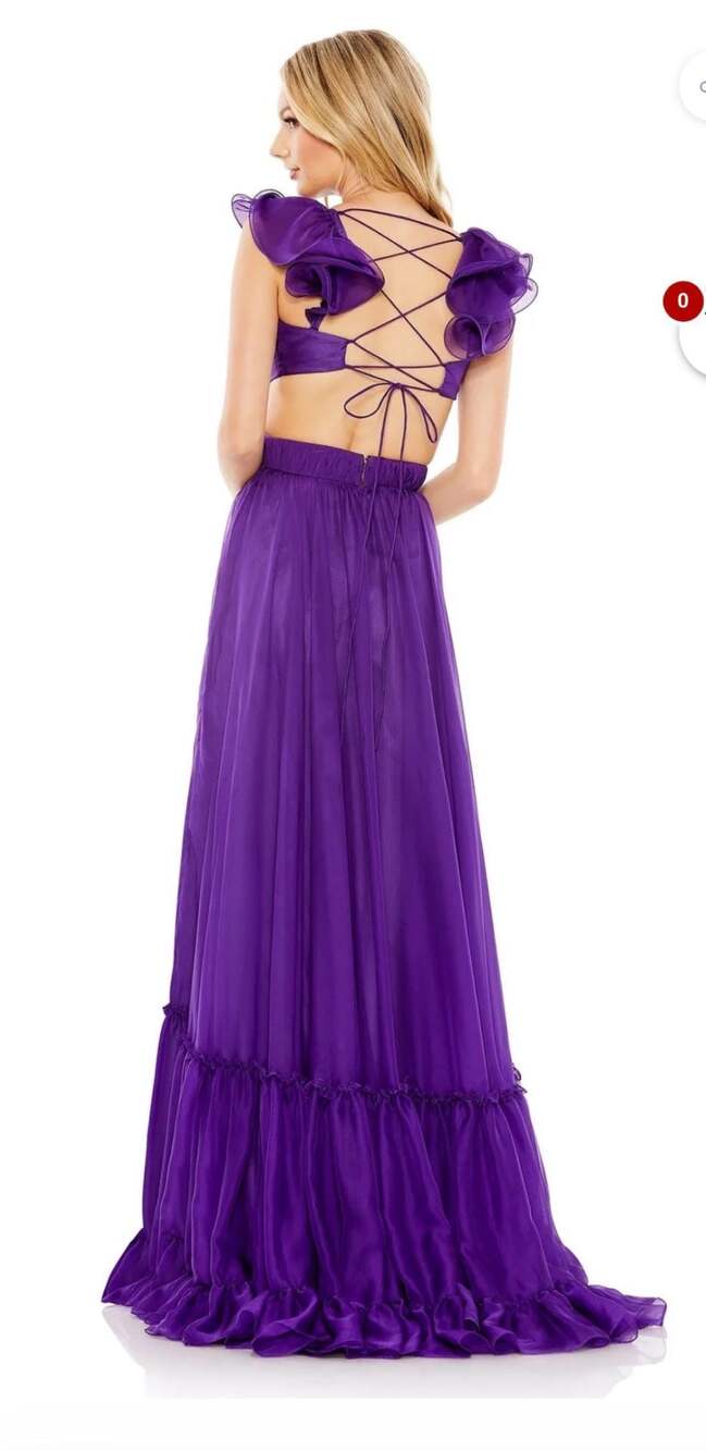 Mac Duggal Size 6 Purple Ruffle Cutout Maxi Dress - Picture 15 of 16